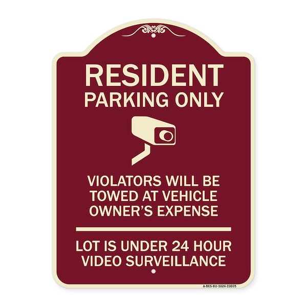 Signmission Reserved Parking Resident Parking Only Violators Will Be Towed at Owners Expense Lot, BU-1824-23035 A-DES-BU-1824-23035 - main